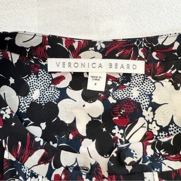 Veronica Beard Goldie Pintuck Tux Floral Silk Blouse In Multicolor Sz 4 Classic - Picture 9 of 13